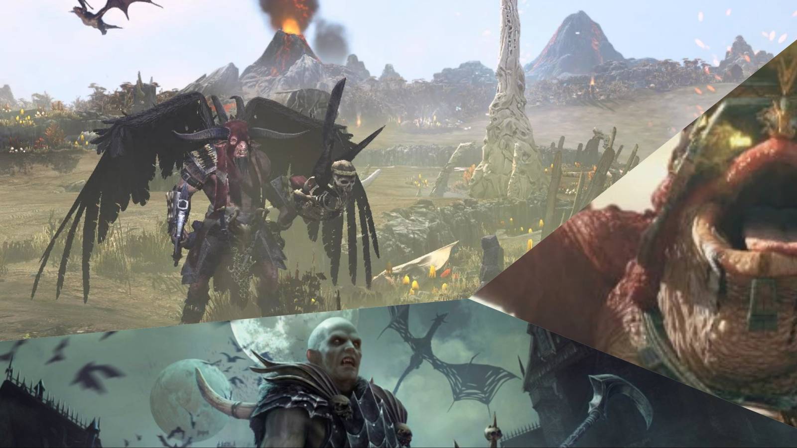 A split image of the hardest Legendary Lord Starting Positions in Total War Warhammer 3