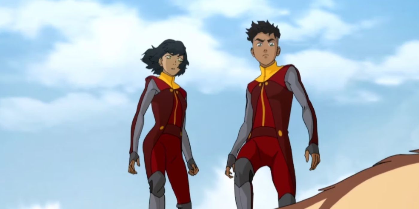Kai coming to the aid of Earth Kingdom civilians in The Legend of Korra