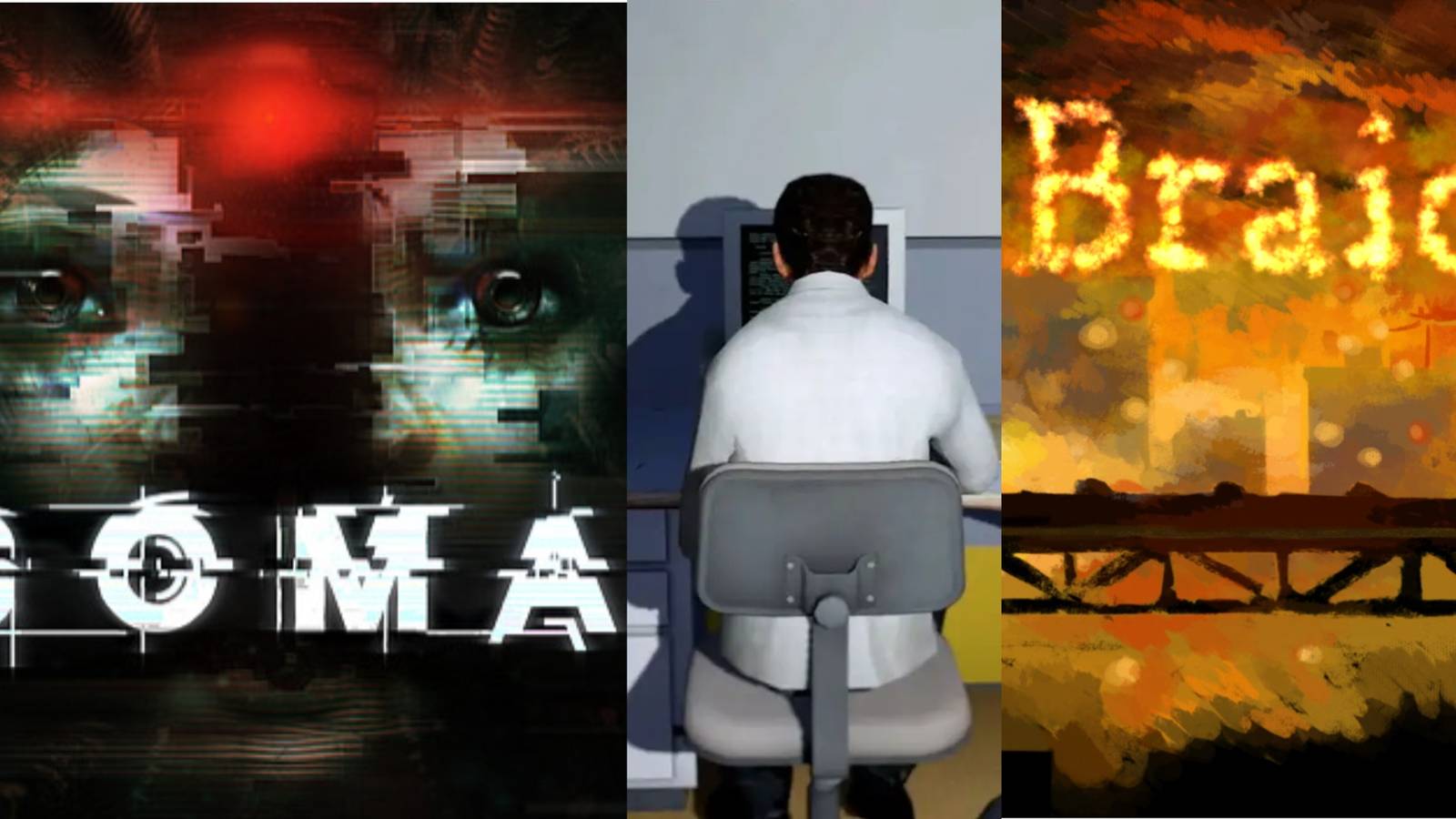 Images from Soma, The Stanley Parable, and Braid within a collage