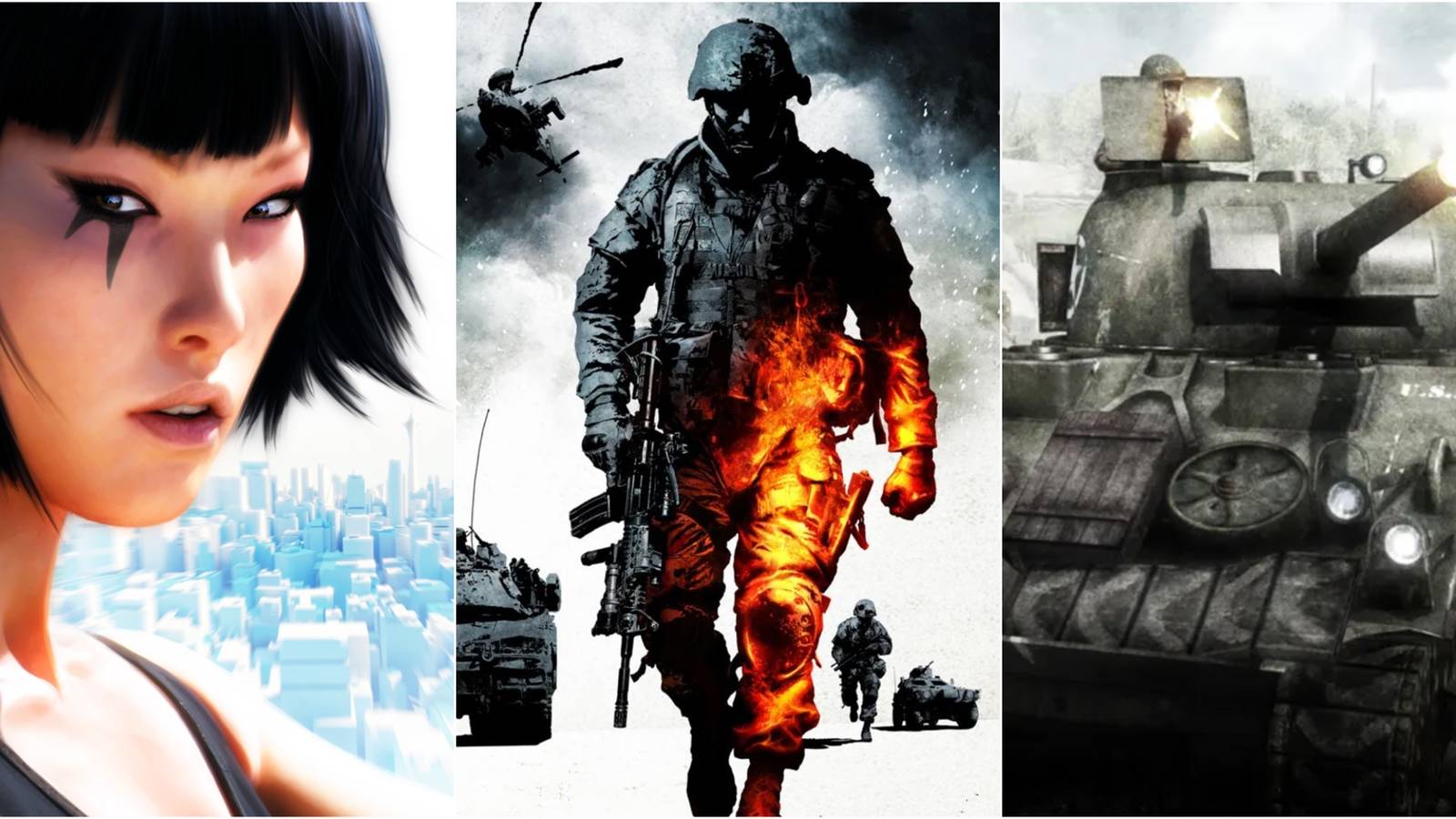 Mirror's Edge, Battlefield Bad Company 2, and Battlefield 1943