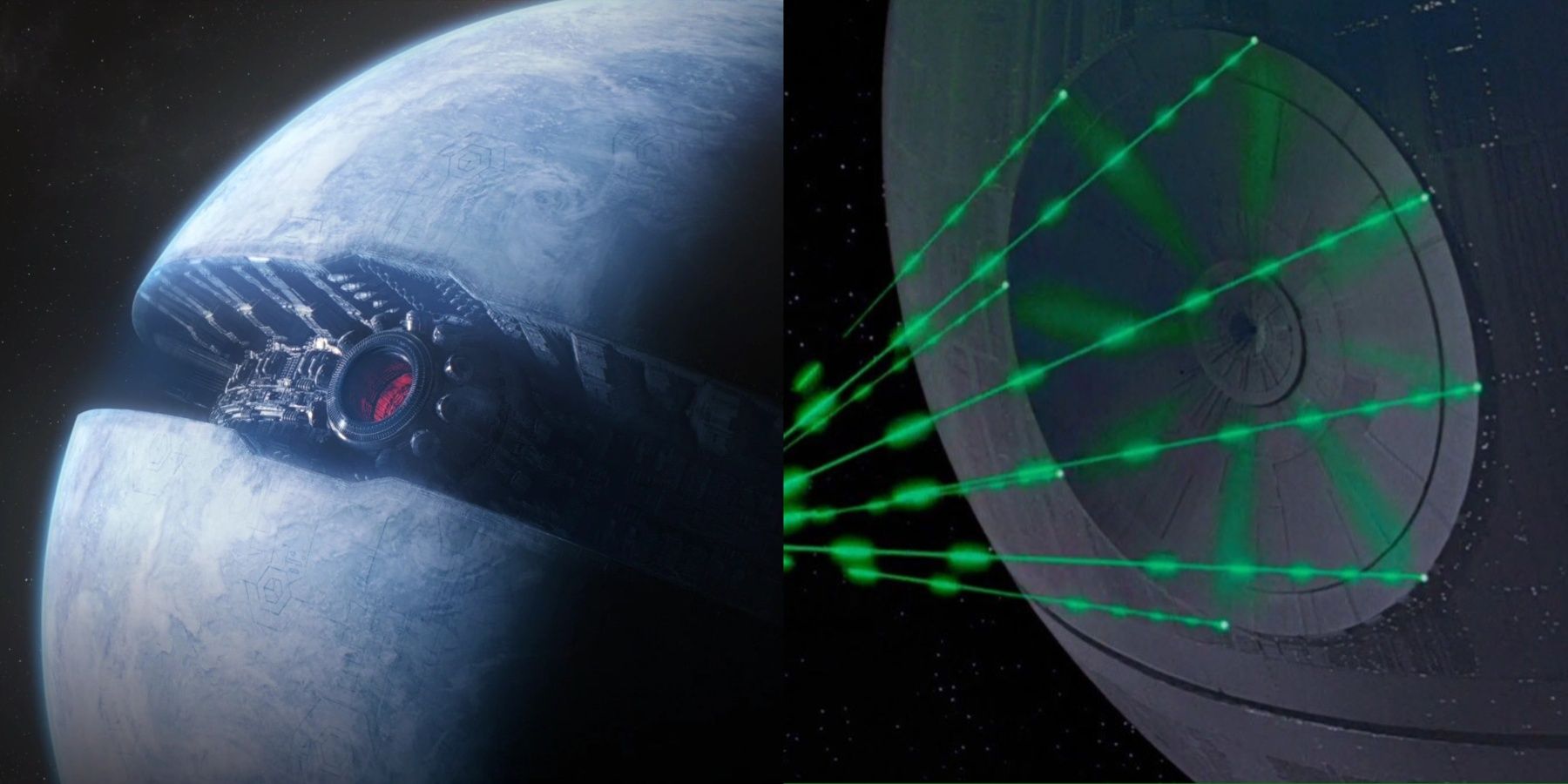 Starkiller Base Death Star split image