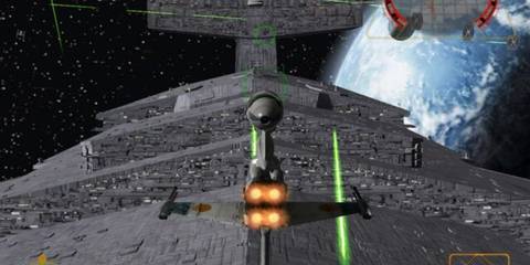 flying an x-wing at a star destroyer
