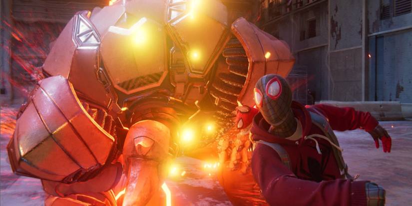 Miles Morales battling Rhino