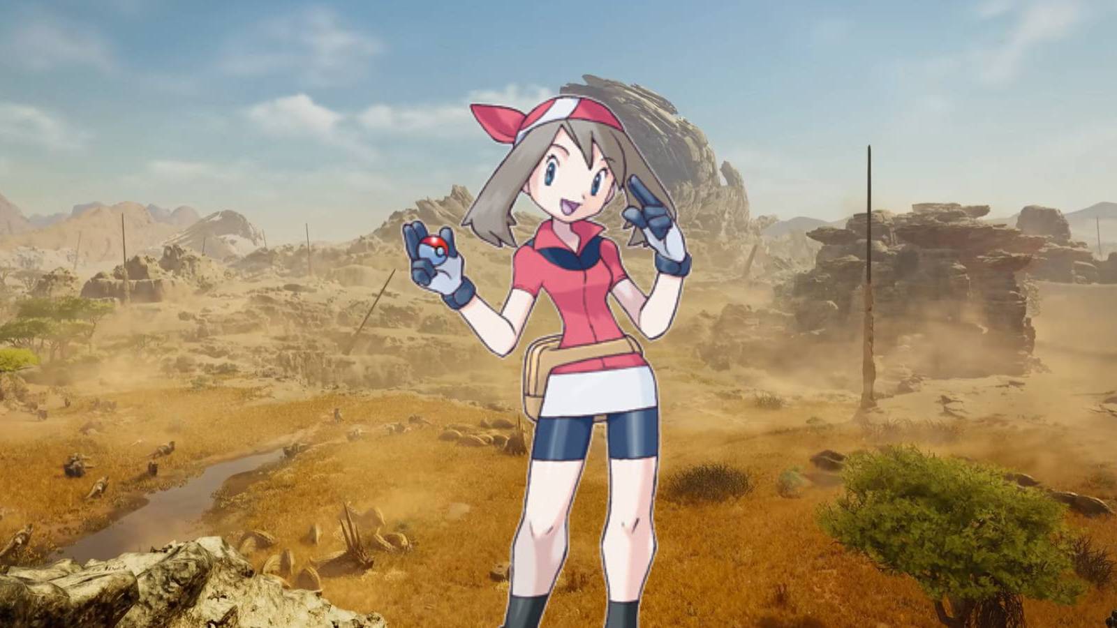 May from Pokemon over a shot from Monster Hunter Wilds' Trailer