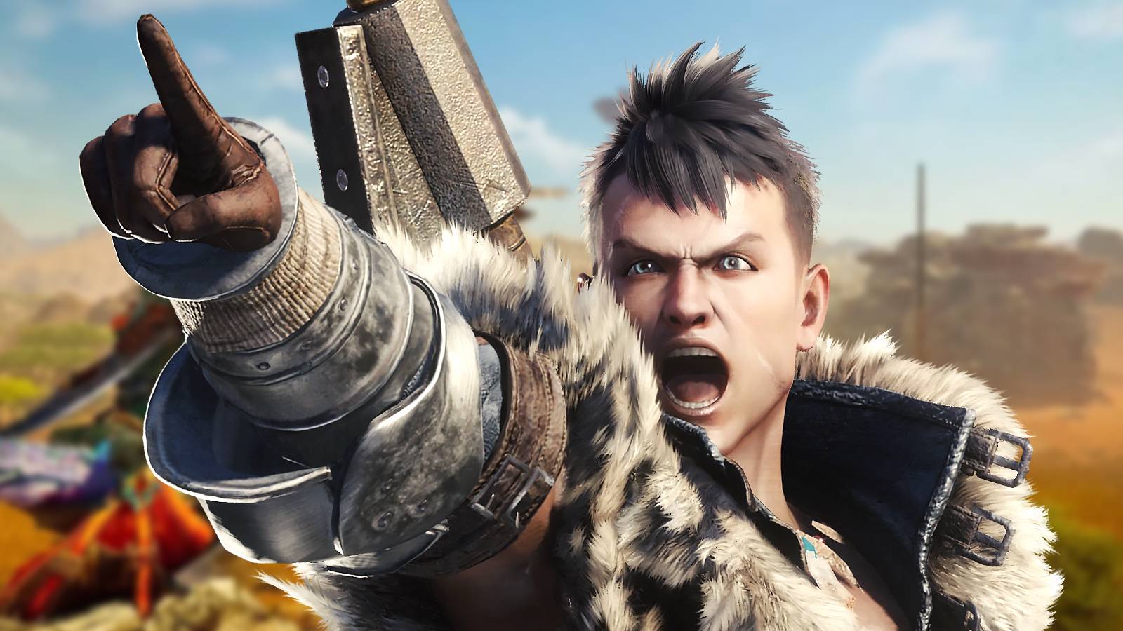 Monster Hunter Wilds the Field Team Leader pointing and shouting