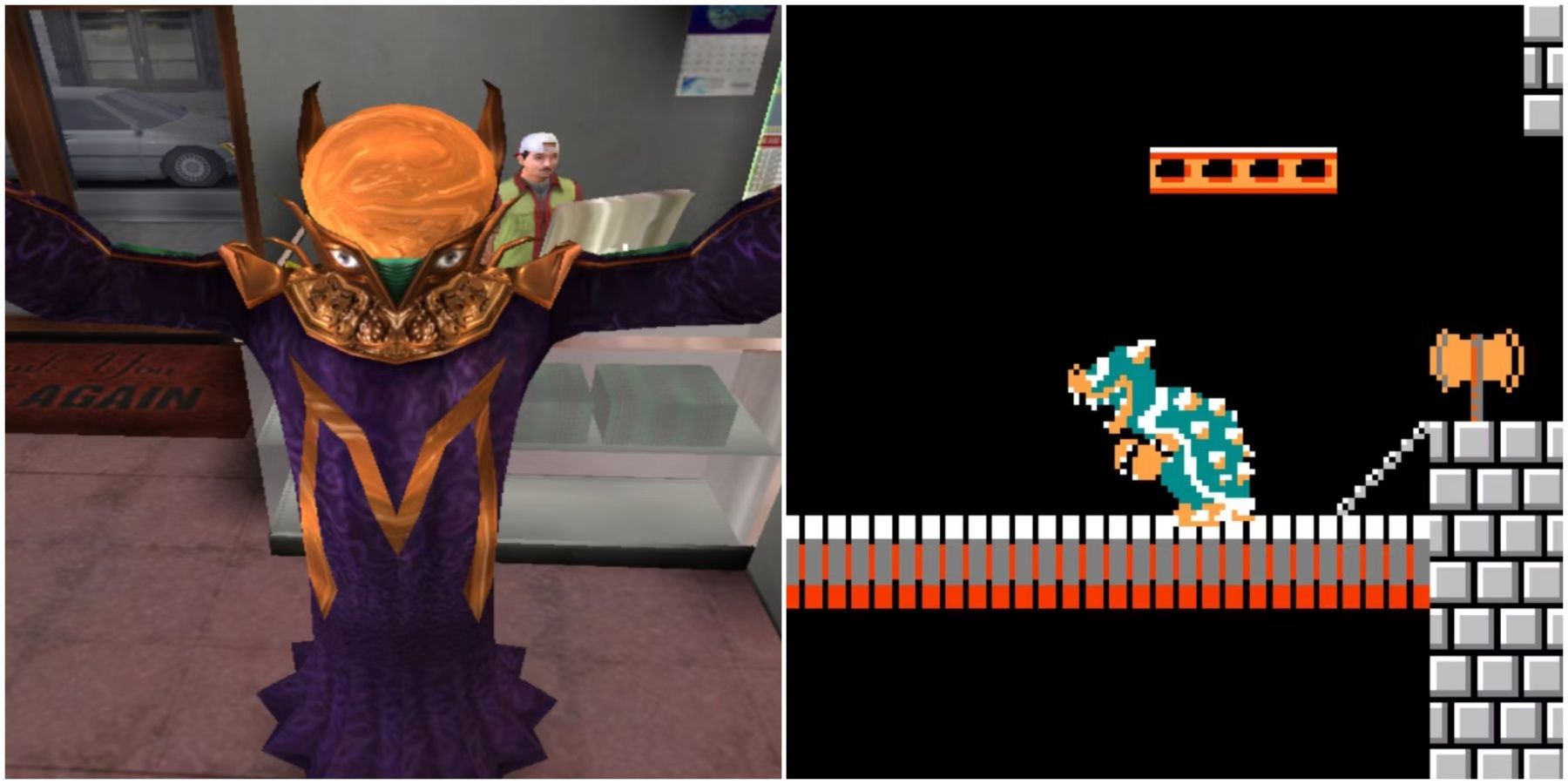 Mysterio in Spider-Man 2 and Bowser in Super Mario Bros