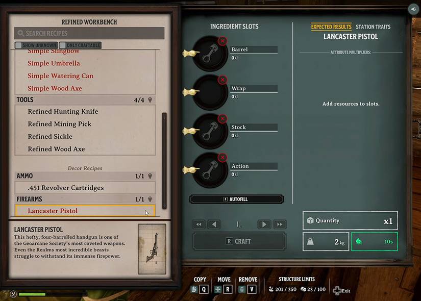 Gun schematic in Nightingale
