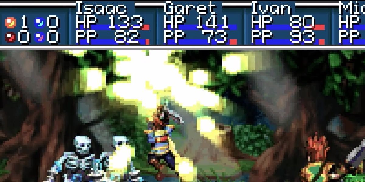 a battle scene from golden sun