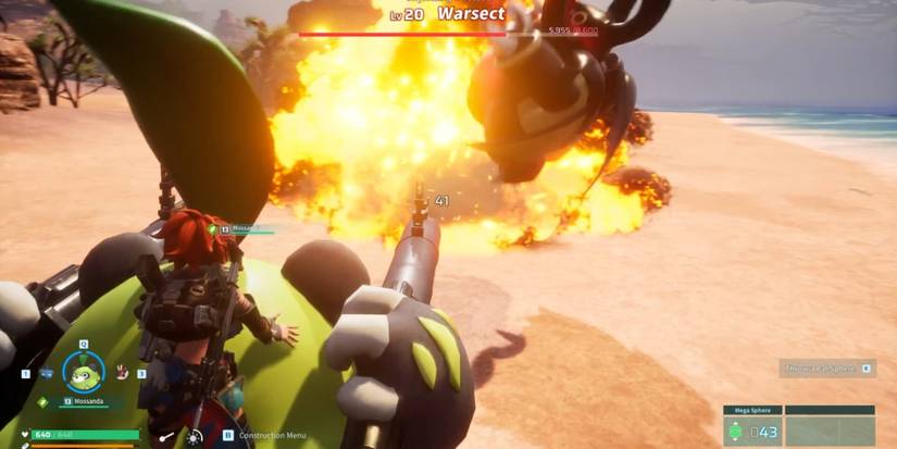 A screenshot of a Palworld battle against a Warsect.