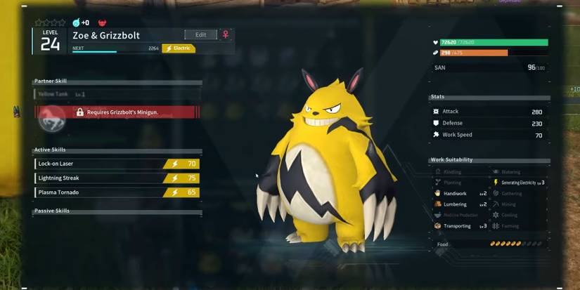 palworld stats of grizzbolt