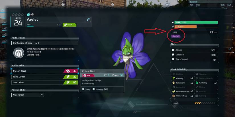 palworld pal with overfull ailment