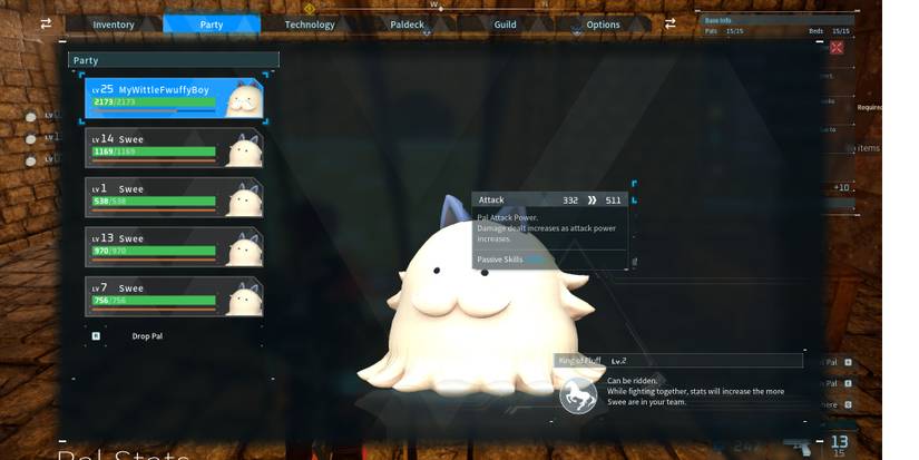 Palworld - Sweepa and Swee Example of Partner Skill