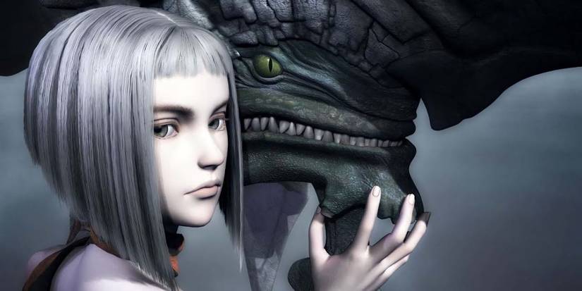 Orta from panzer Dragoon Orta petting her dragon