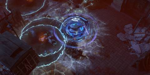 Path of Exile in-game screenshot character surrounded by magic