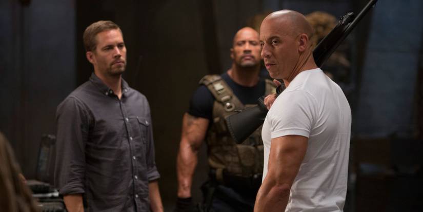paul walker, vin diesel and dwayne johnson in fast and furious