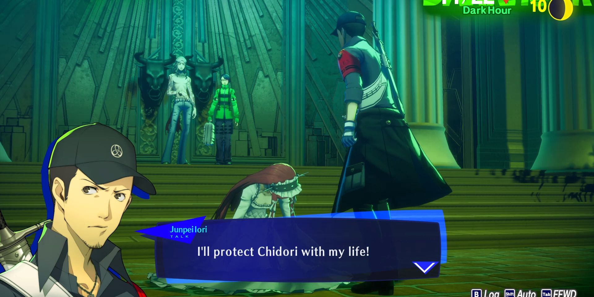 Image of Junpei protecting Chidori in Persona 3 Reload