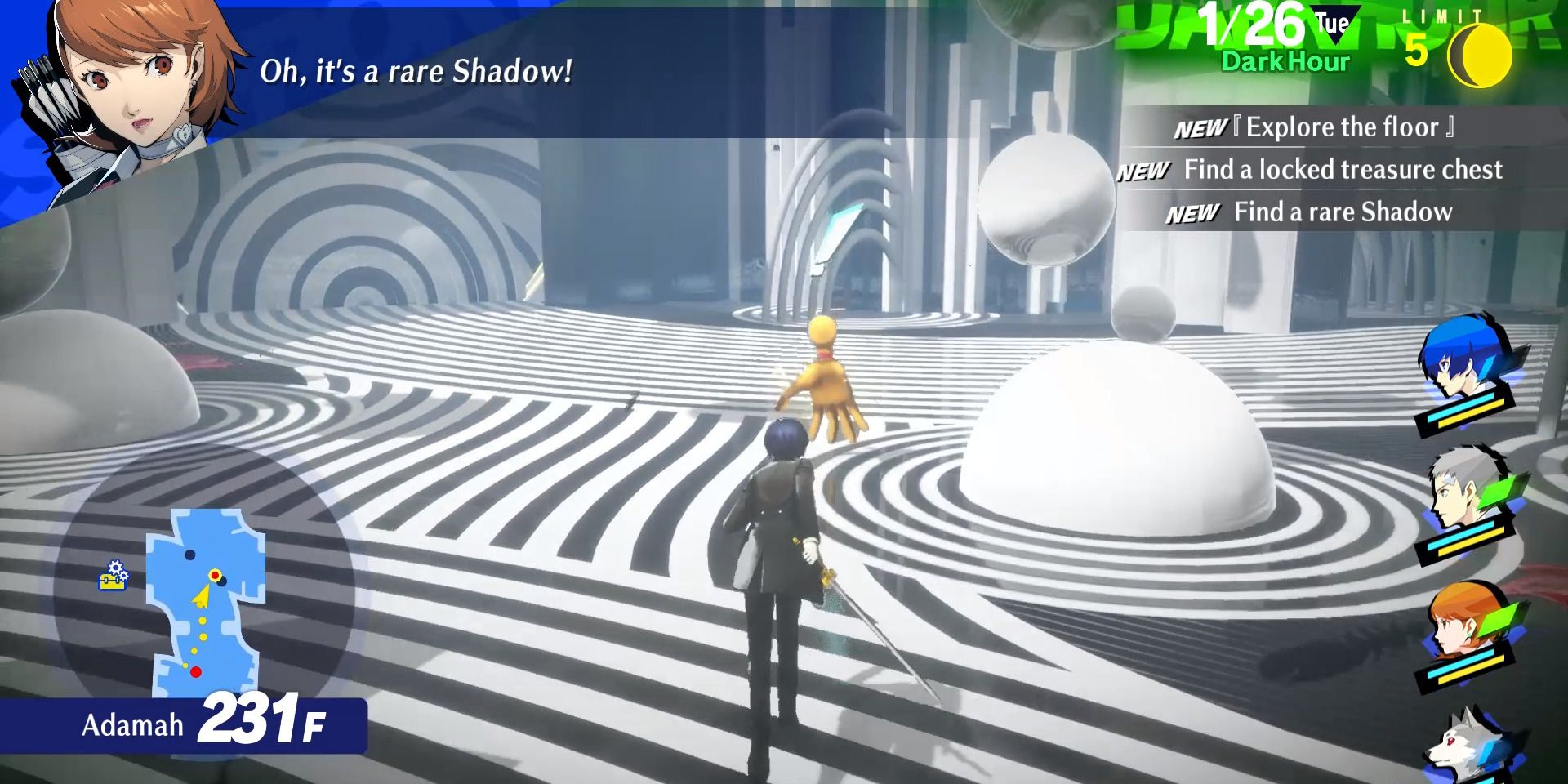 Image of a Glorious Hand enemy running away in the Adamah Block in Persona 3 Reload