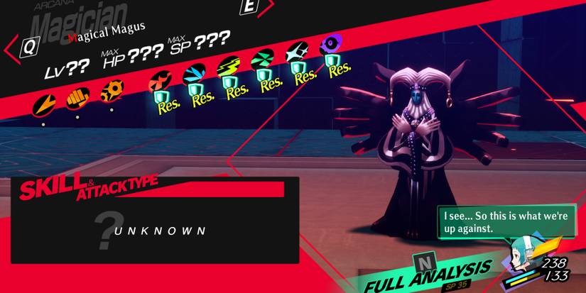 Image of the weaknesses of the Magical Magus enemy in Persona 3 Reload