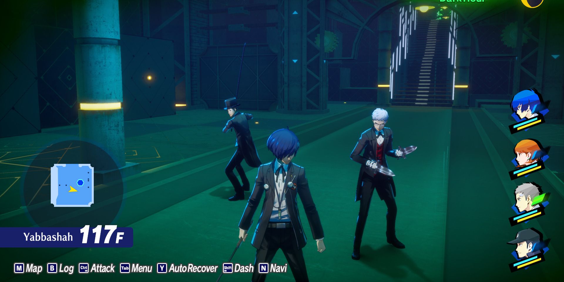 Image of Junpei, the main character, and Sanada in different outfits in Tartarus in Persona 3 Reload