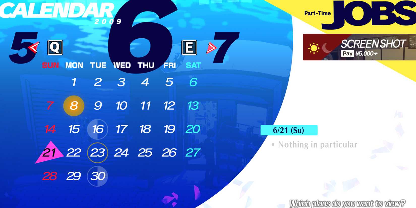 Persona 3 Reload P3R Calendar Guide for June 2009