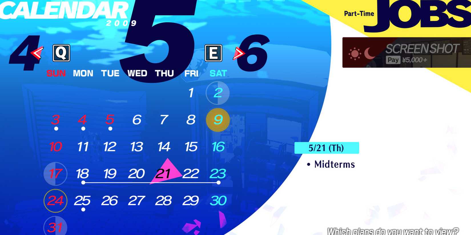 Persona 3 Reload P3R Calendar Guide for May 2009