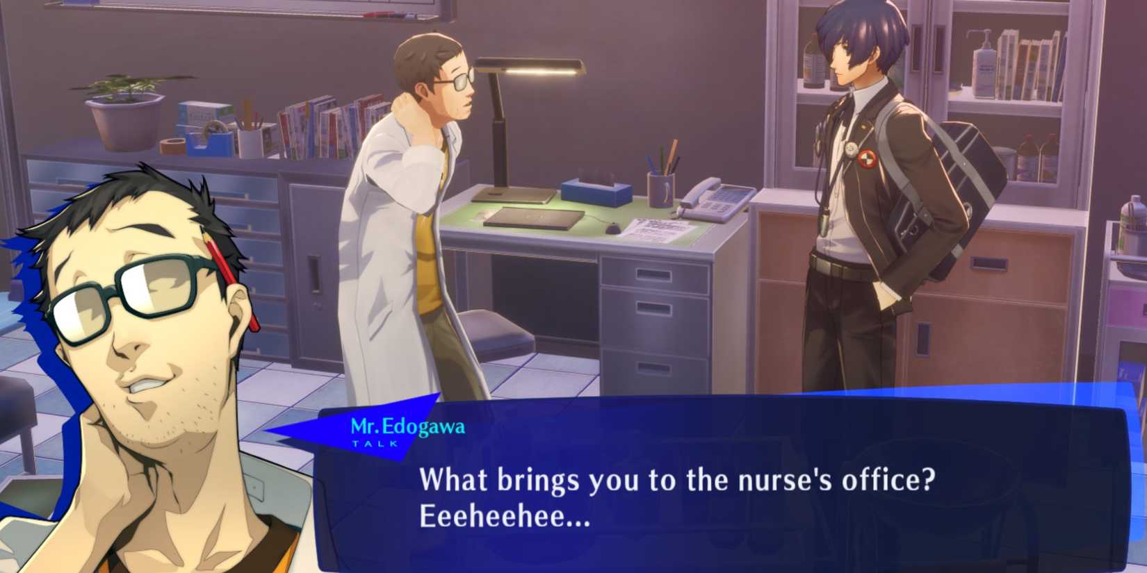 Persona 3 Reload P3R Mr Edogawa nurse's office drink medicine for courage