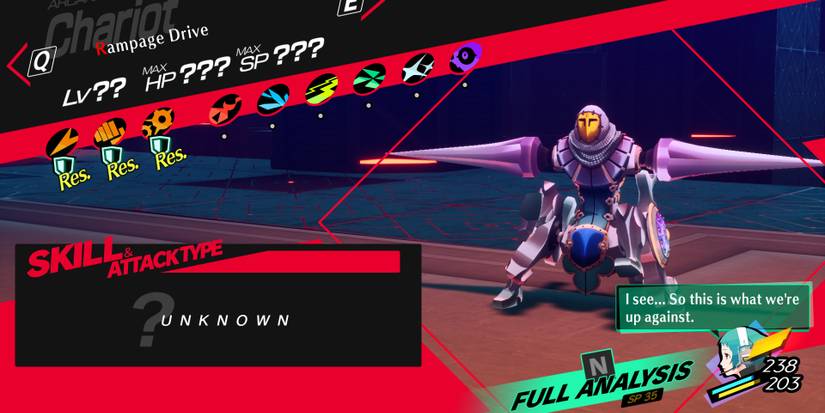 Image of the weaknesses of the Rampage Drive enemy in Persona 3 Reload