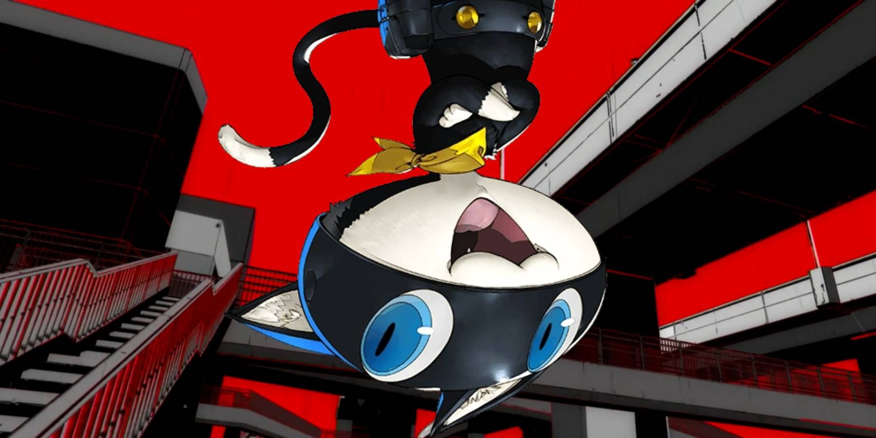 Morgana upside down over the intro movie of Persona 5