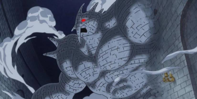 Pica merging into the castle walls with his Ishi Ishi no Mi.