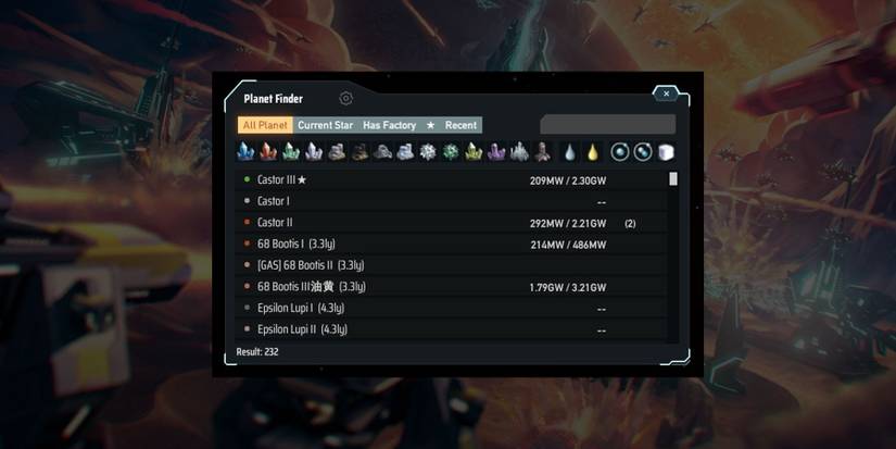 Planet Finder in Dyson Sphere Program