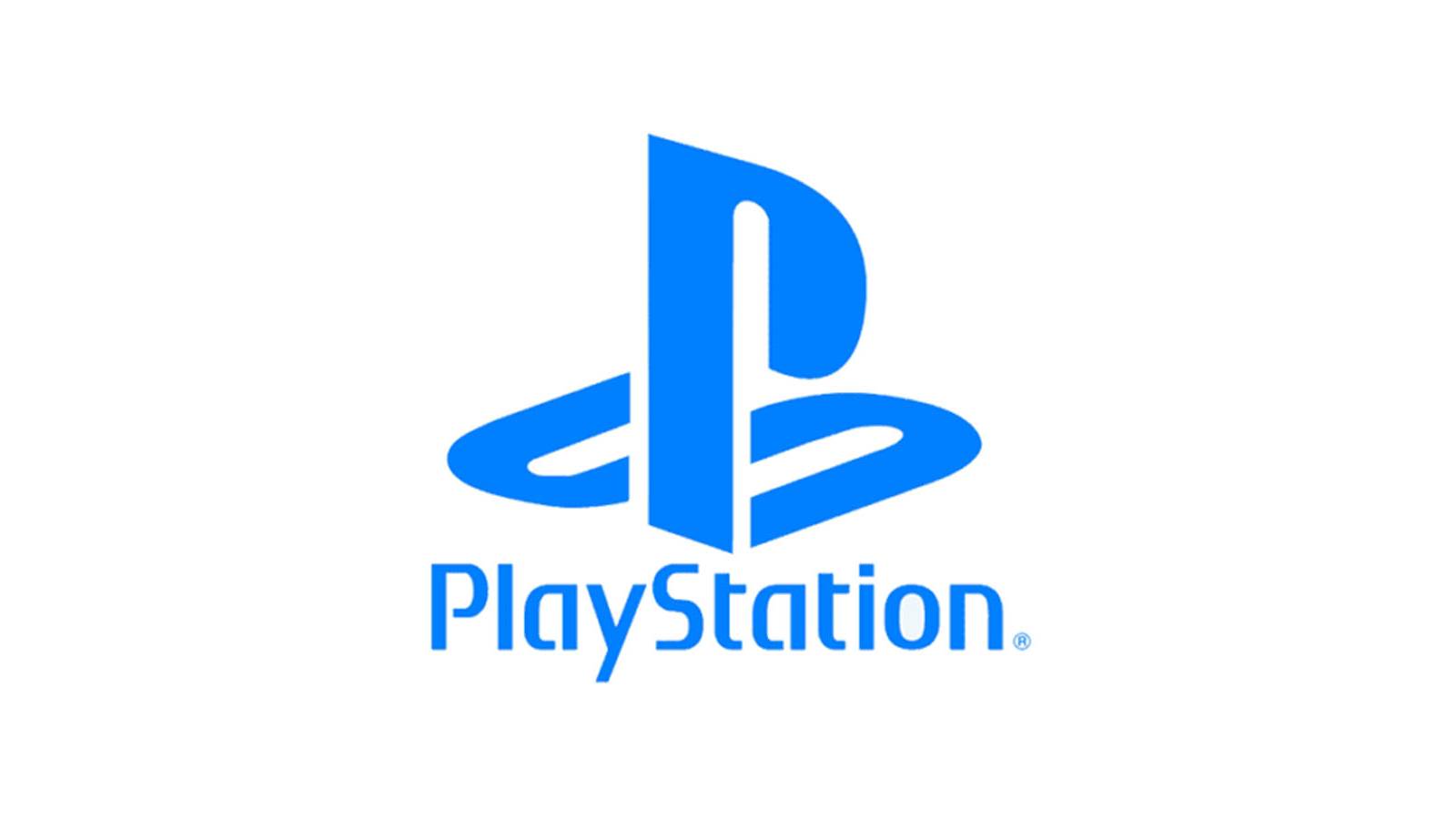 A blue PlayStation logo against a white background.
