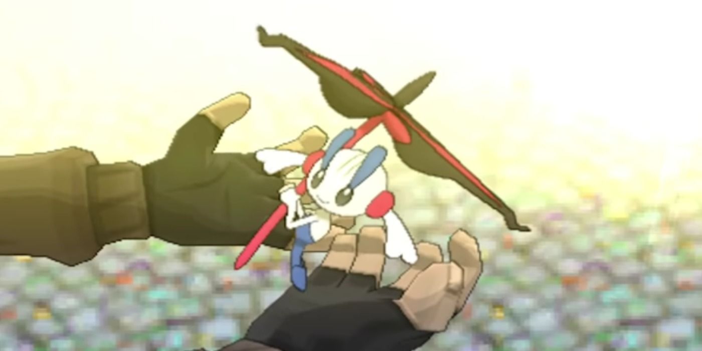 Pokemon AZ's Floette in his hands