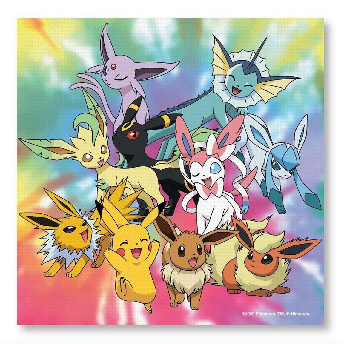 Pokemon Eevee Group Tie Dye Canvas Wall Art