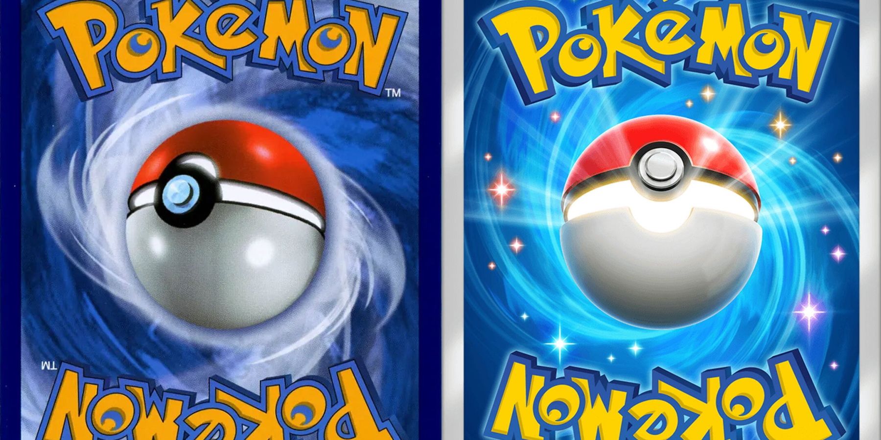 A side-by-side comparison of the Pokemon TCG card back and Pokemon Trading Card Game Pocket's card back. - Pokemon Trading Card Game Pocket's reveal as a simplified version of the card game comes as the TCG has recently seen multiple major additions to its digital lineup