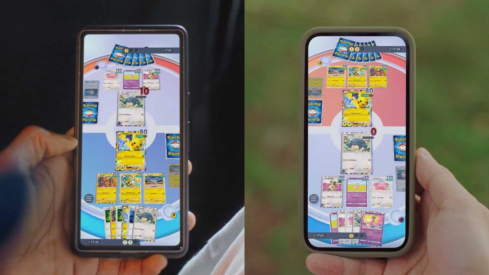 A screenshot of Pokemon TCG Pocket's "simplified" battles.