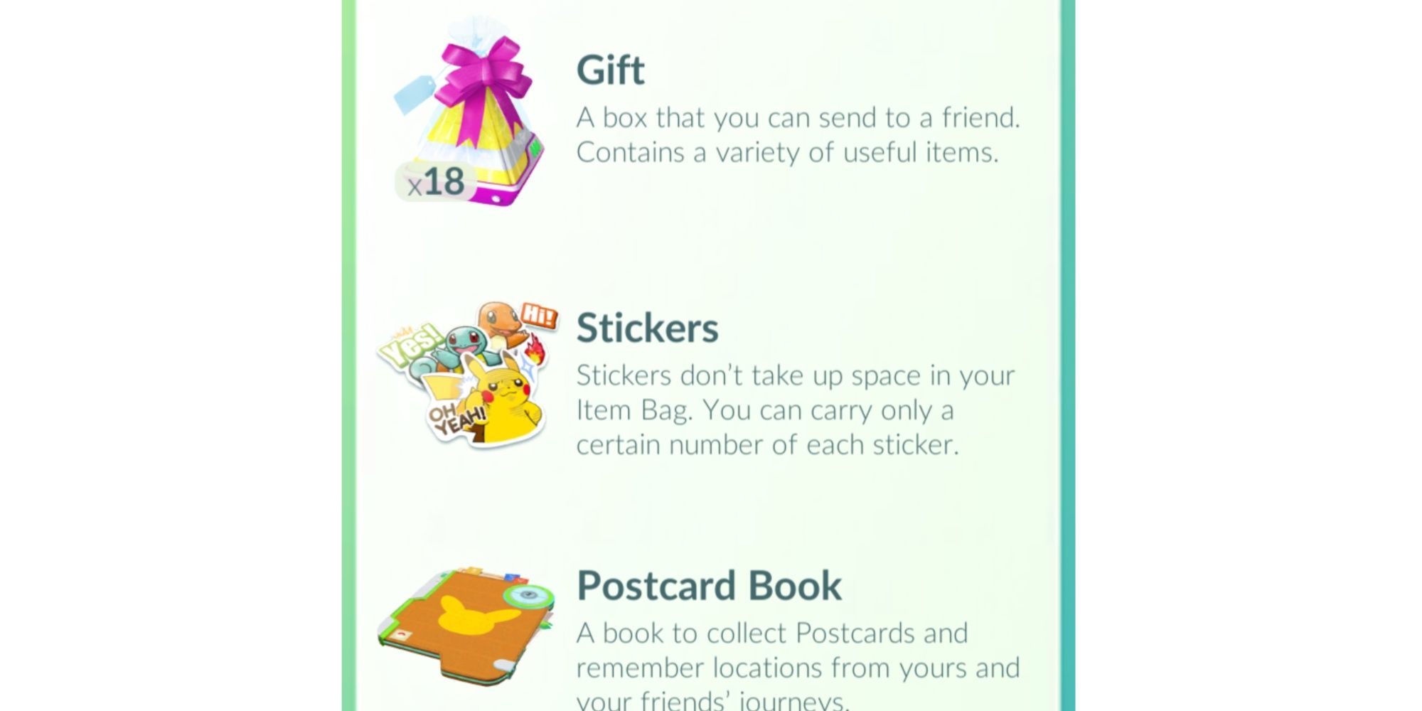 Pokemon GO Gifts and Postcards