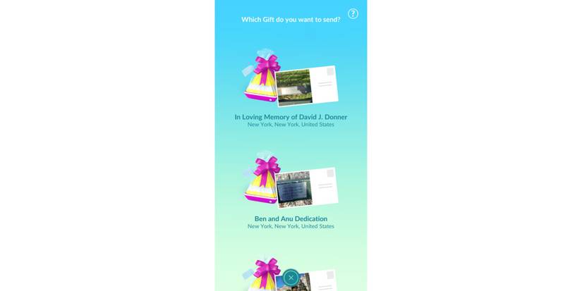 Cartões-postais de Pokémon GO