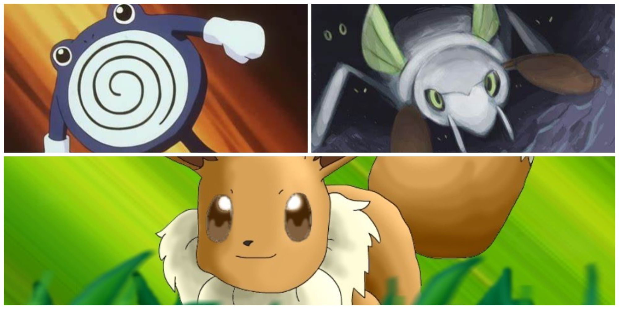 Poliwhirl, Nincada, and Eevee in Pokemon