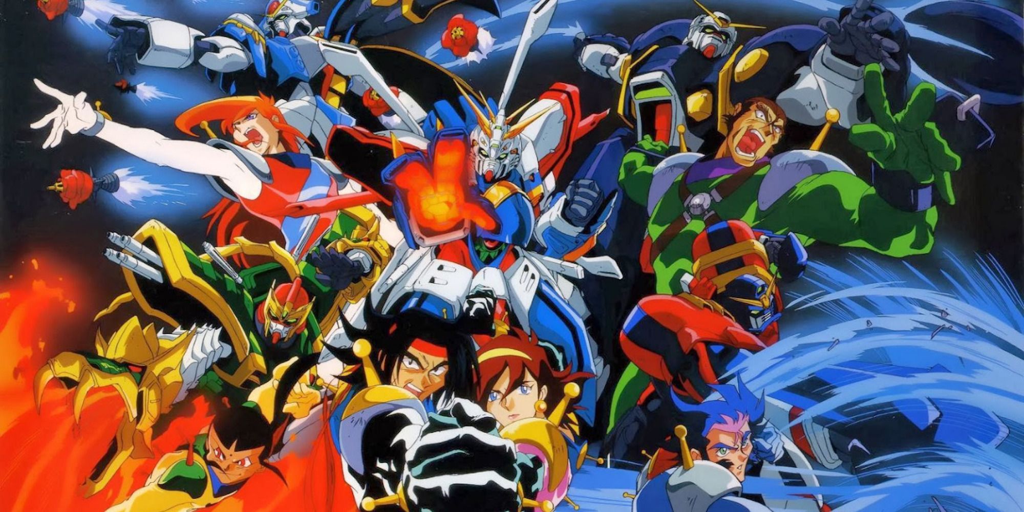 Promo art featuring characters in G Gundam