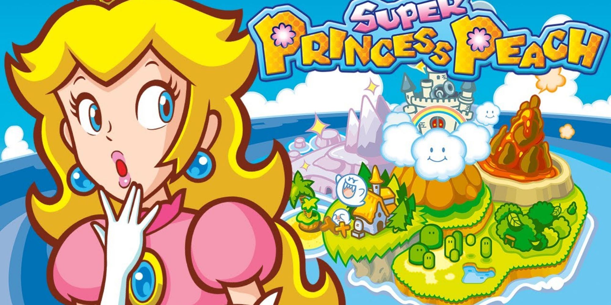 Promo art featuring Peach and the island in Super Princess Peach