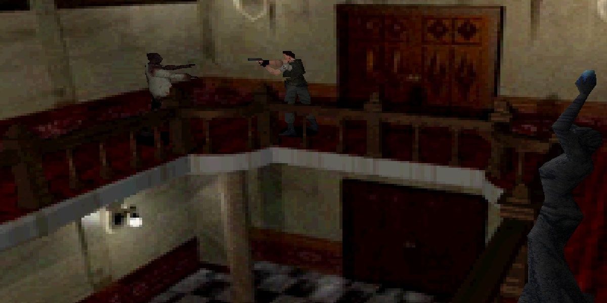 chris shooting a zombie in resident evil