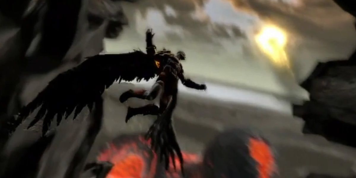 kratos flying with the icarus wings in god of war 3