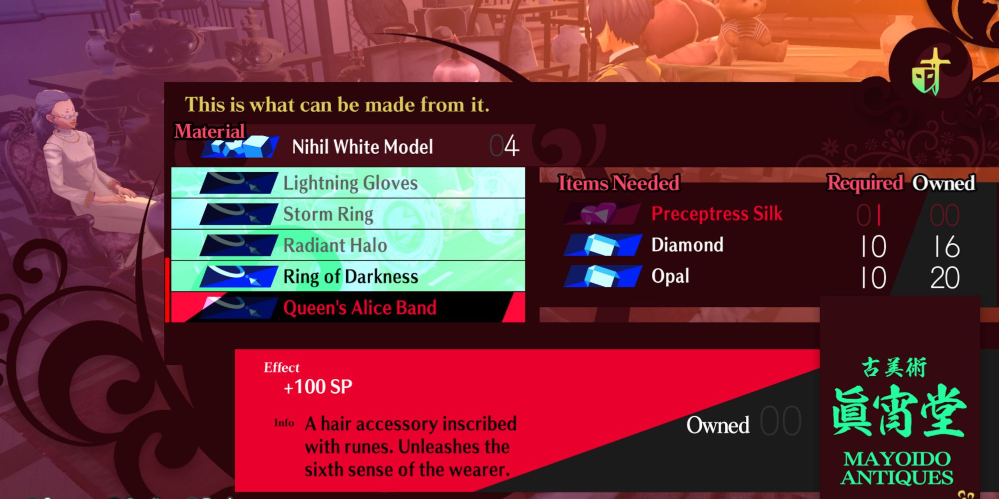Queen’s Alice Band accessory in Persona 3 Reload