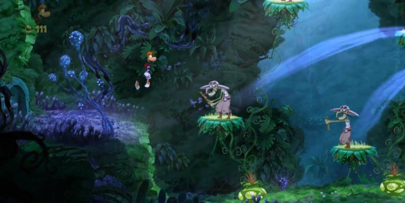 Rayman Jumping Toward Enemy In Rayman Origins