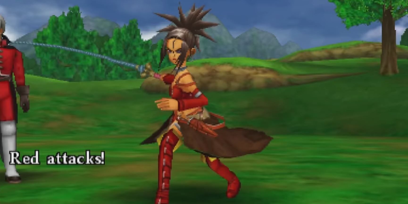 Red Slashes Sword In Dragon Quest 8 for the 3DS