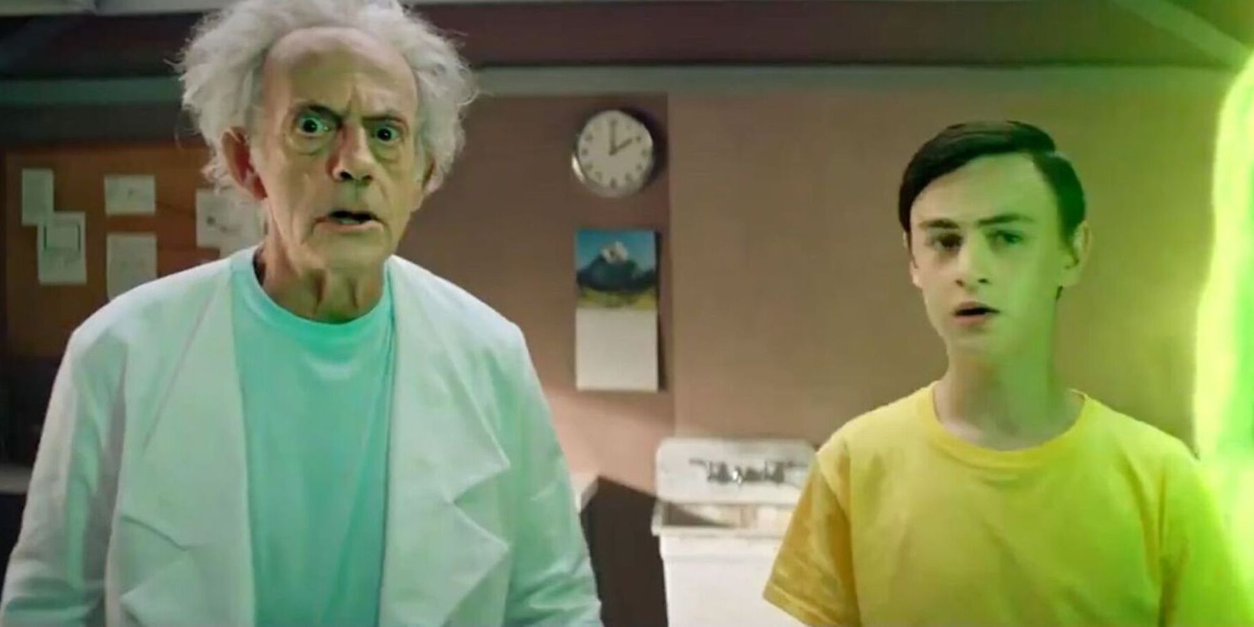 Christopher Lloyd as Rick Sanchez and Jaeden Martell as Morty