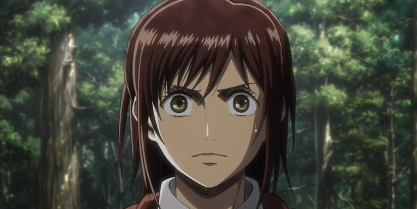 Sasha Braus in the woods in Attack on Titan
