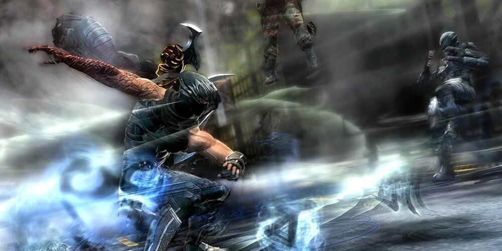 Ryu using a whirlwind attack on enemies