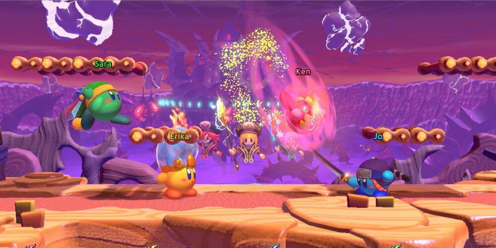 Multiple Kirby's fighting each other 