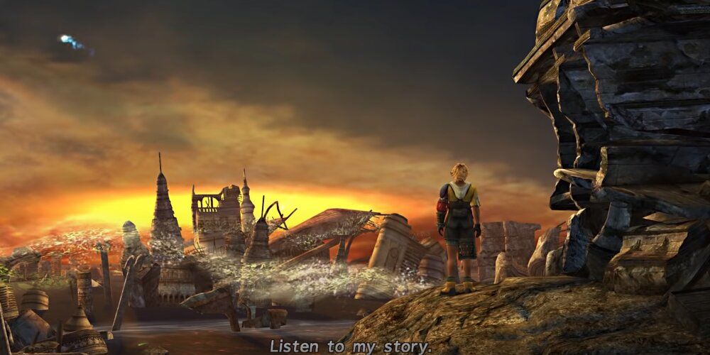 Tidus staring out at Zanarkand 